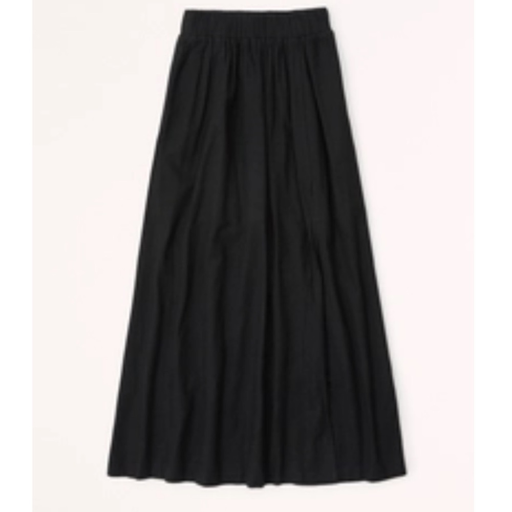 Abercrombie & Fitch Linen-Blend High-Slit Maxi Skirt - Small Petite - Black